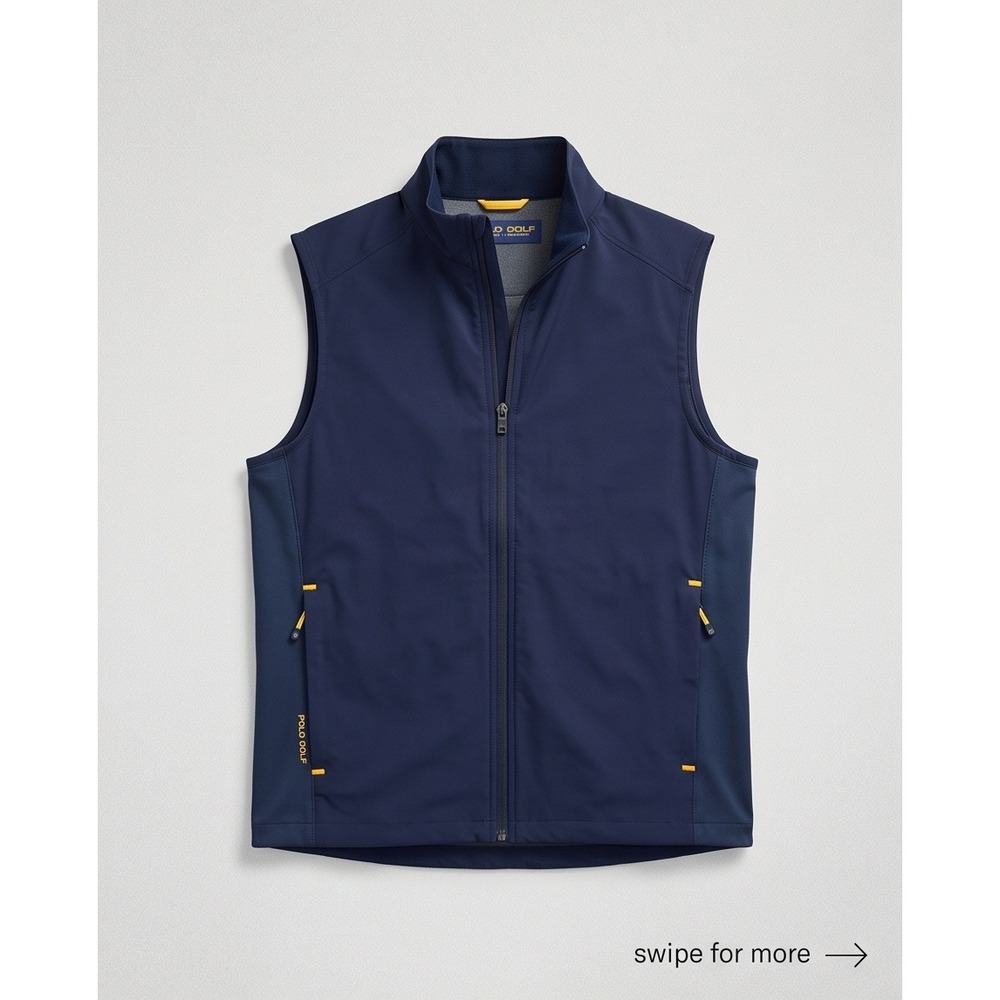 Polo Golf Ralph Lauren Mens SNavy Blue‎ Full Zip Packable Vest Small *Peeling*